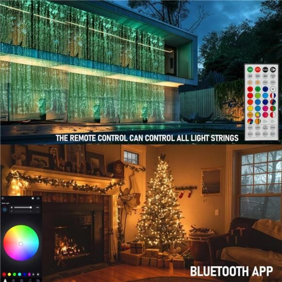 Smart Color Changing Christmas Lights,66FT 200 LED RGB String Lights with Remote - Picture 5 of 7